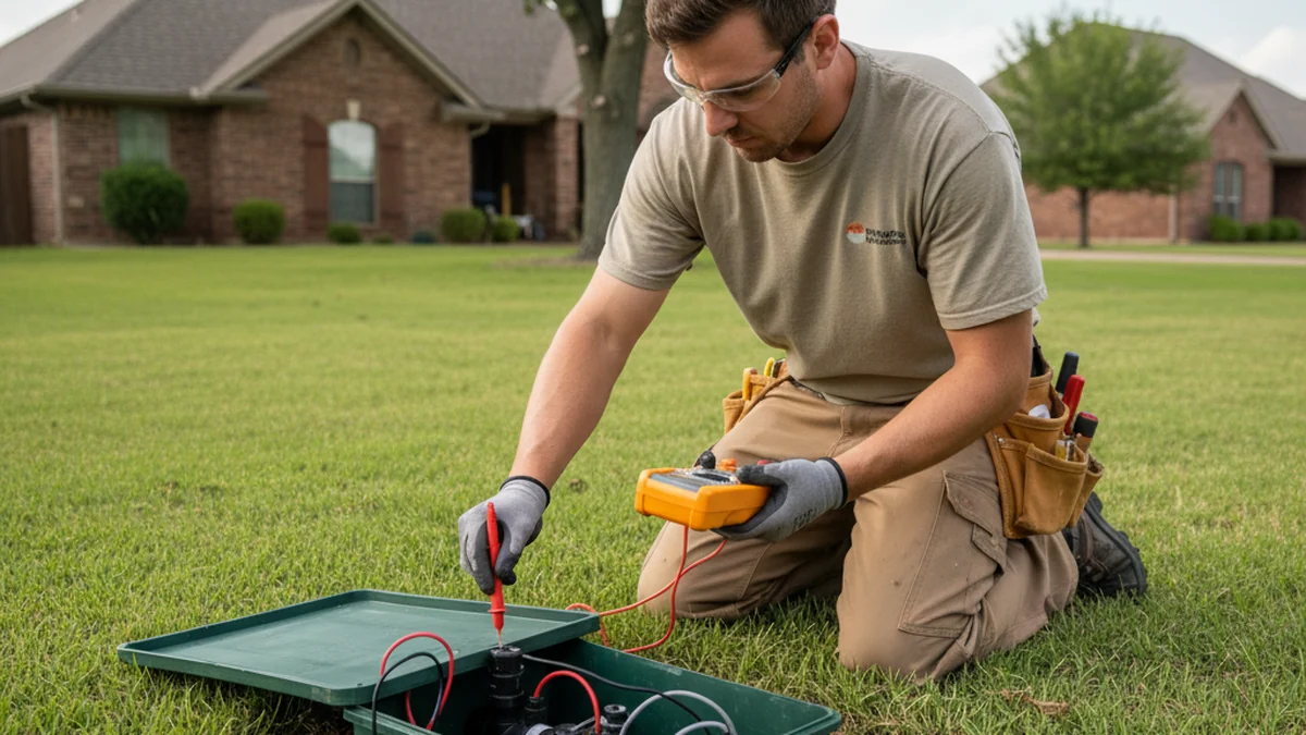 Irrigation repair zone valve diagnosis Enid Oklahoma Garfield County solenoid replacement residential system