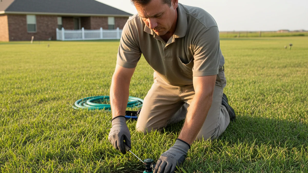 Sprinkler head installation adjustment Enid Oklahoma Garfield County residential irrigation rotary head Bermuda grass